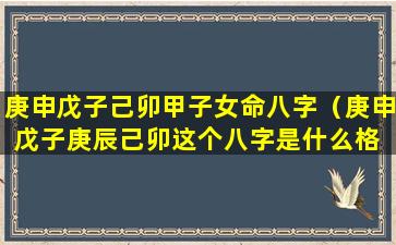 庚申戊子己卯甲子女命八字（庚申戊子庚辰己卯这个八字是什么格 💮 局）